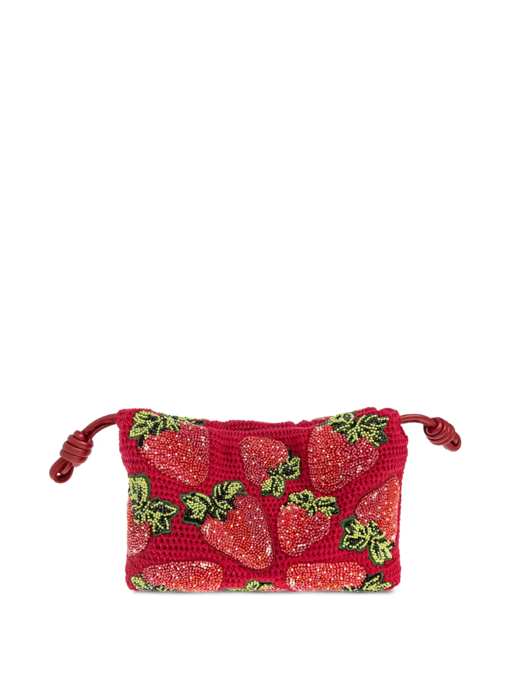 LOEWE Flamenco mini-clutch met aardbeienkralen Rood
