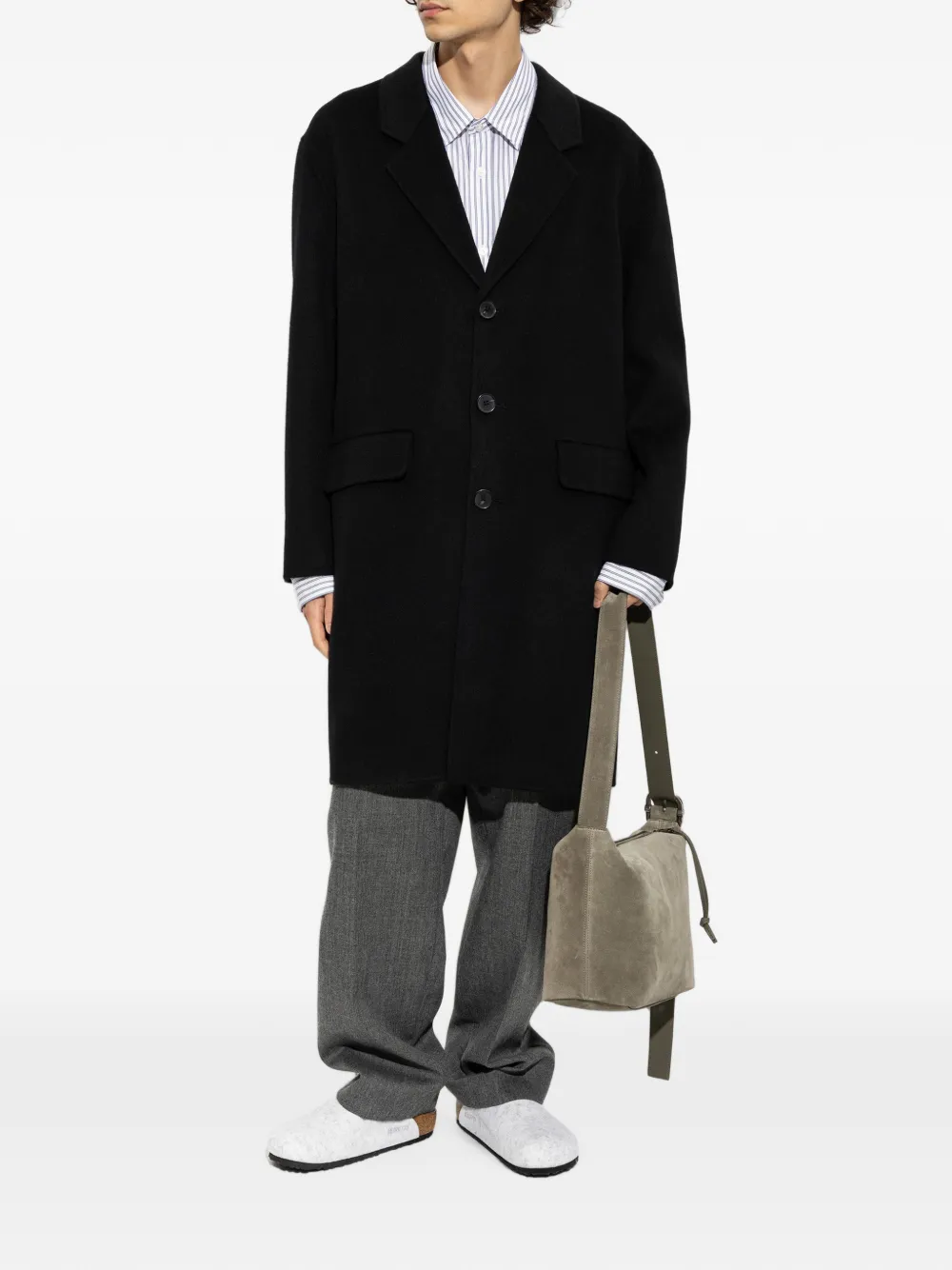 FRAME Single-breasted Notch-lapel Coat in Black, view 2