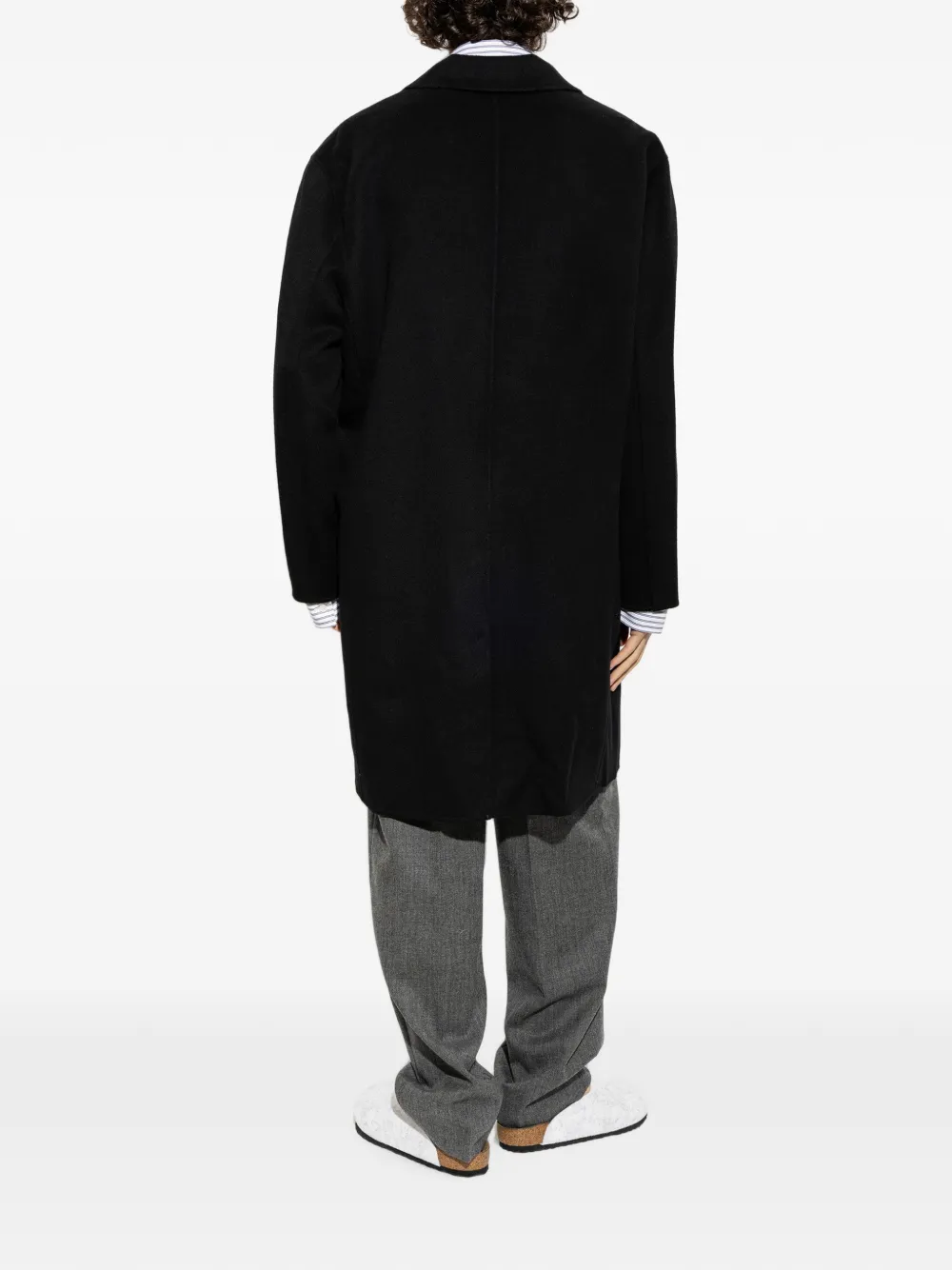 FRAME Single-breasted Notch-lapel Coat in Black, view 4