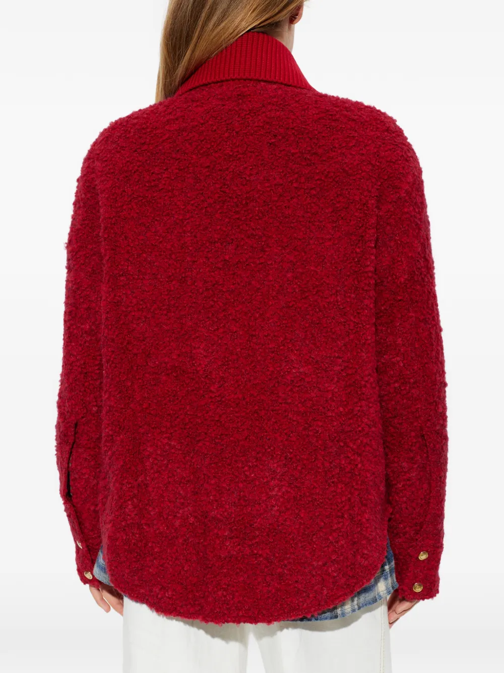Moncler bouclé-knit zip-up cardigan Rood