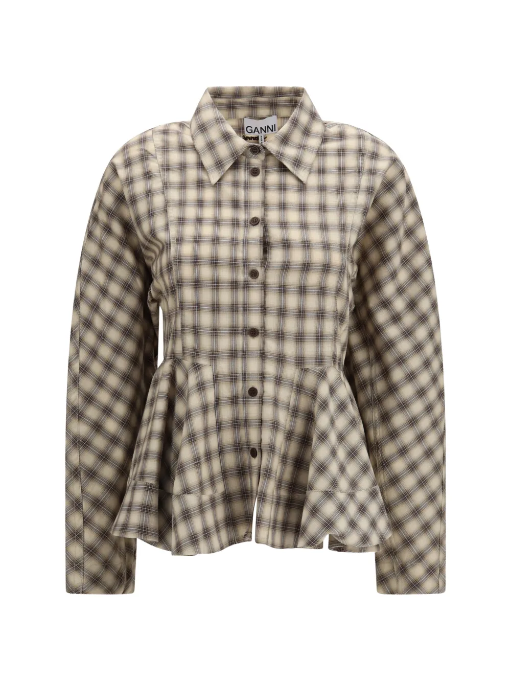 GANNI check peplum shirt - Toni neutri