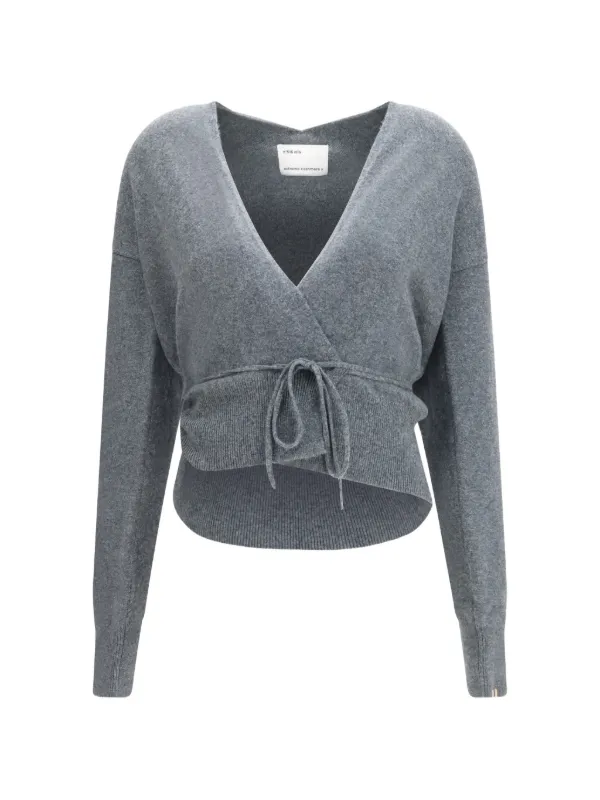 Extreme Cashmere Ella Wrap-tie Sweater in Grey