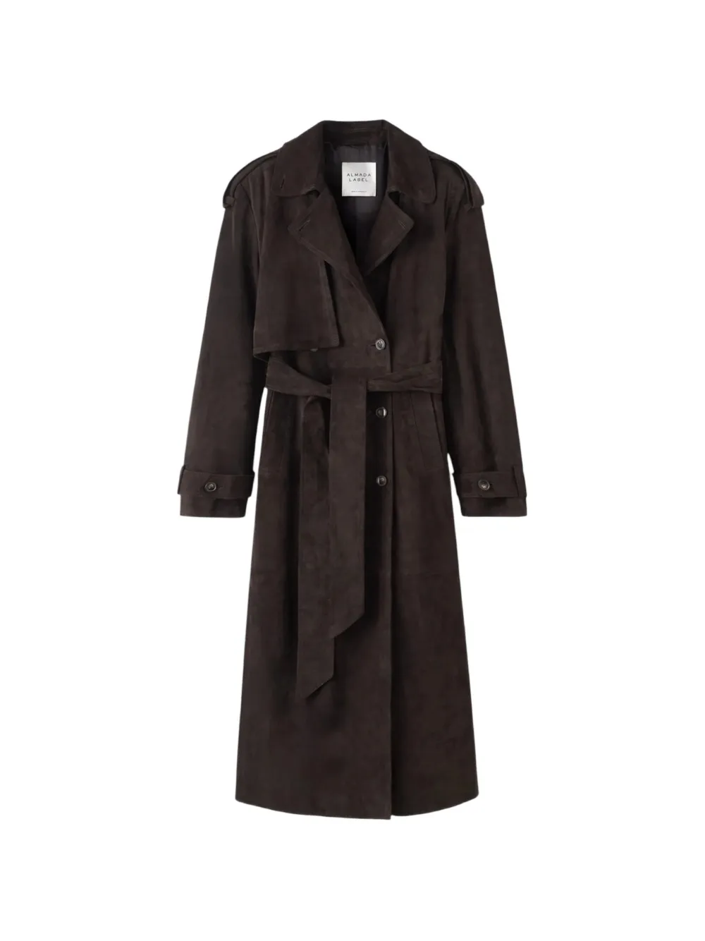 Almada Label Sienna belted suede trench coat - Marrone