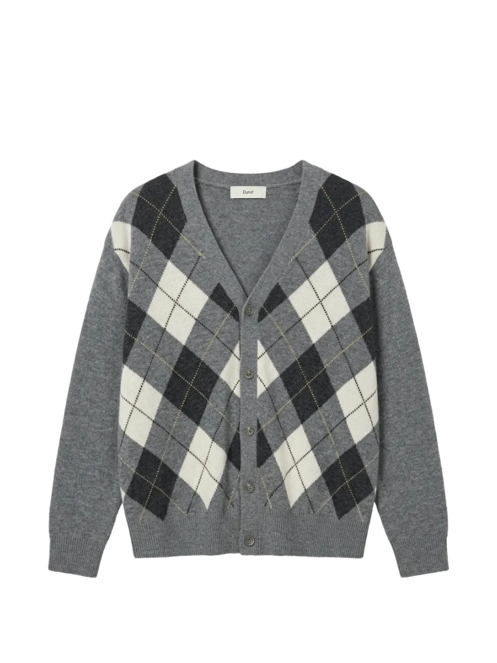 DUNST Intarsia vest met V-hals Grijs