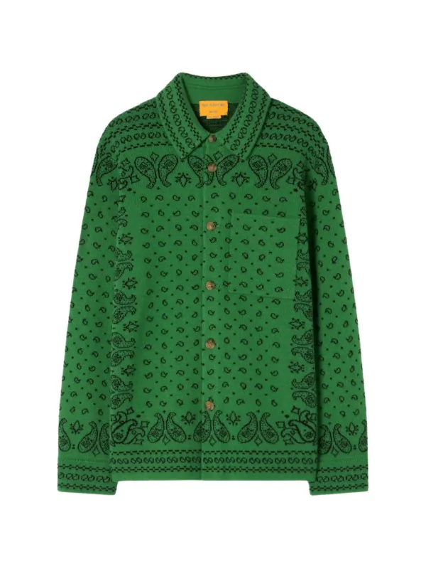 Guest In Residence Wild Rag Paisley-print Knitted Shirt Jacket in Green