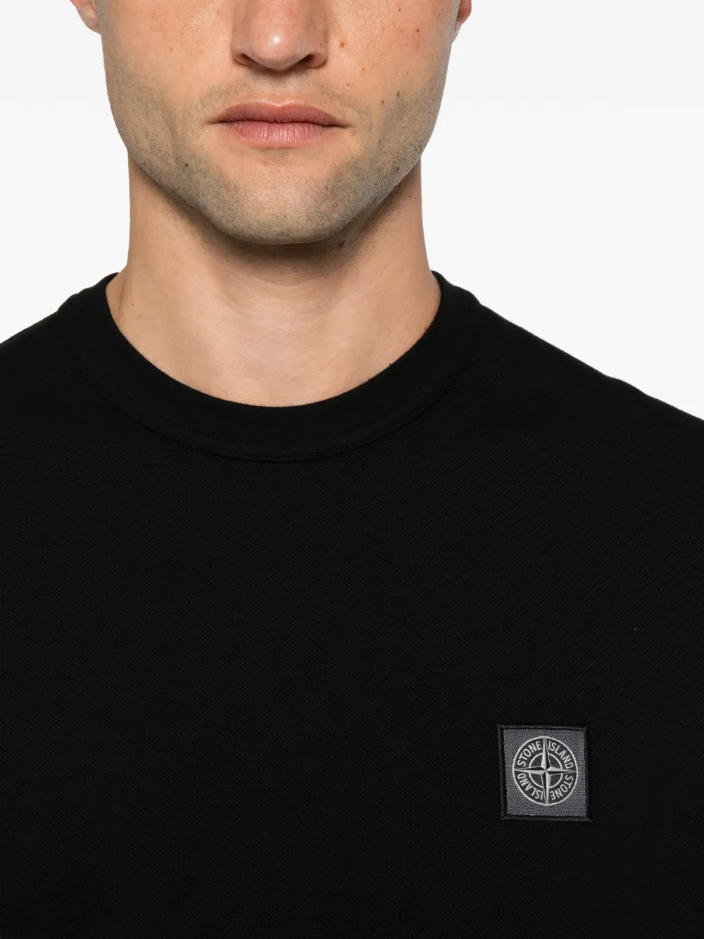 Stone Island T-shirt met logopatch Zwart