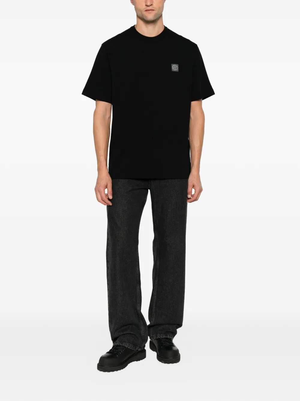 Stone Island T-shirt met logopatch Zwart
