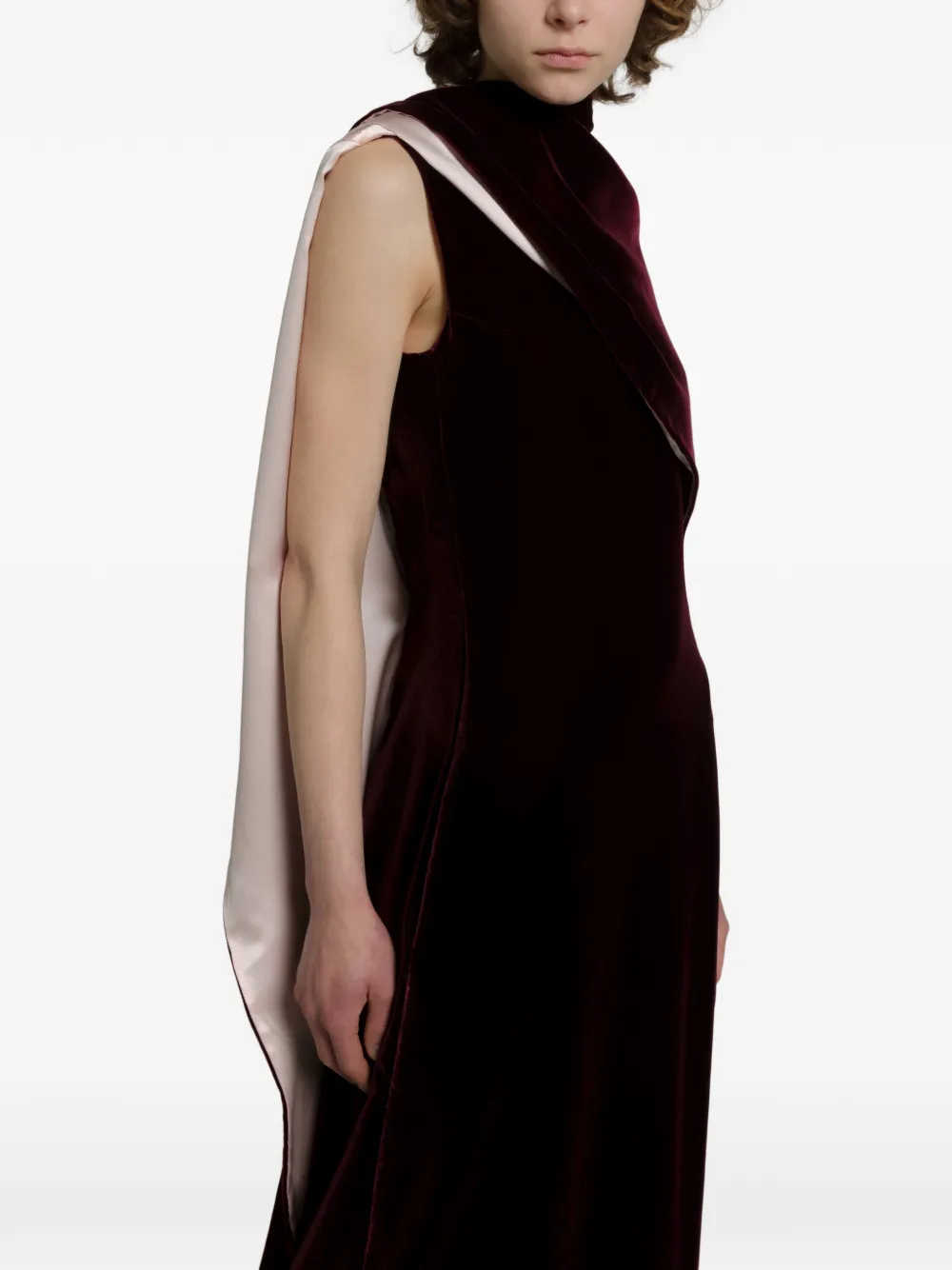 Alberta Ferretti Fluwelen jurk met capevlak Paars