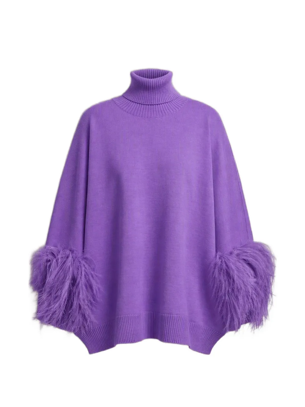 Alberta Ferretti feather-trim roll-neck sweater