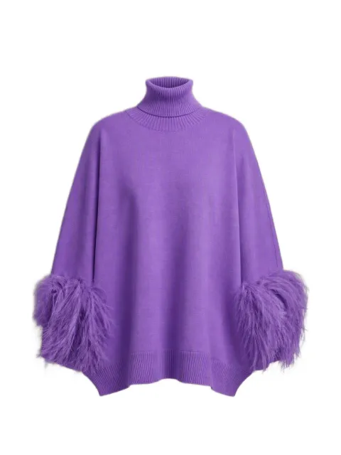 Alberta Ferretti sweater med rullekrave og fjerkant