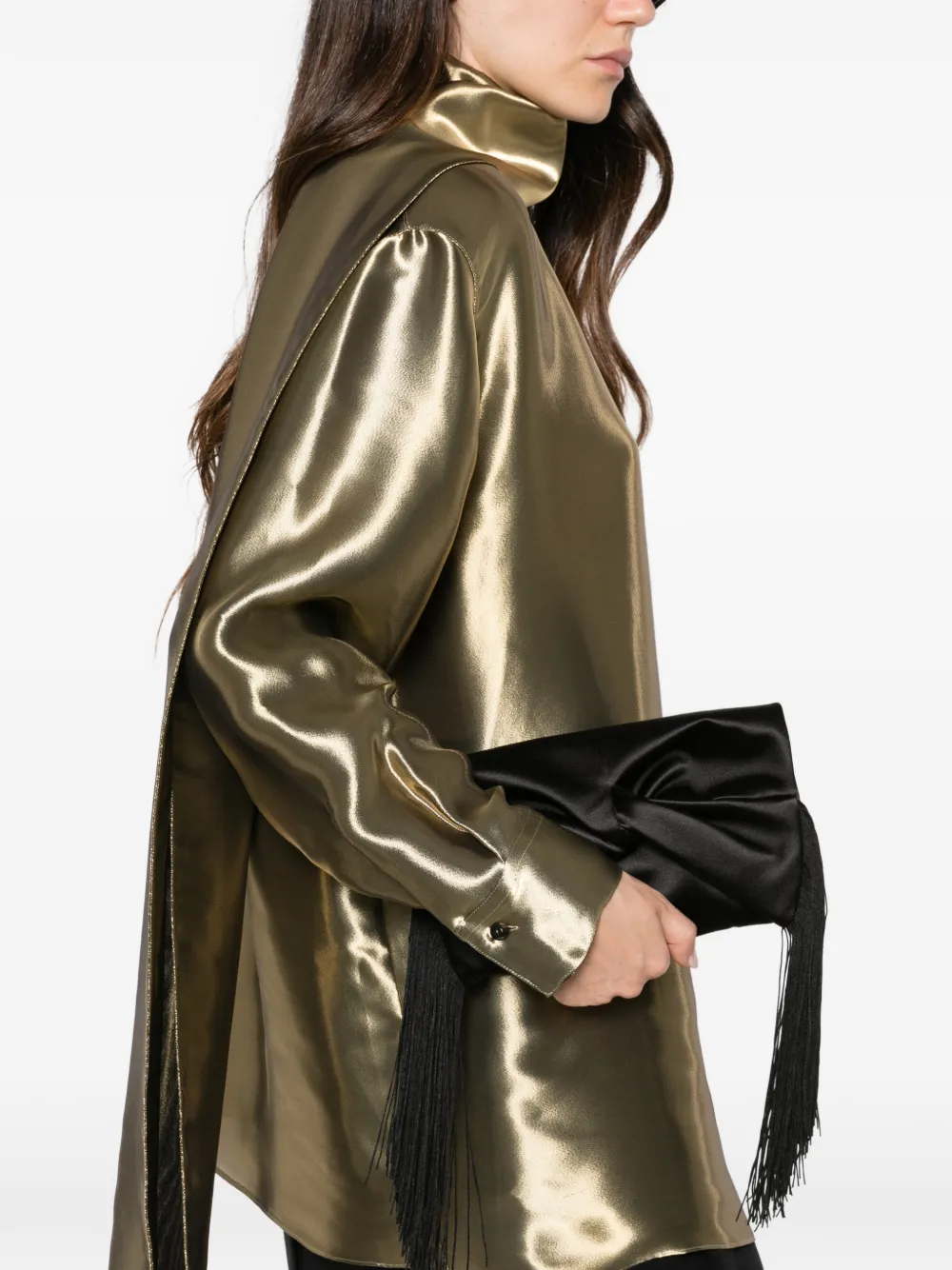Anya Hindmarch Clutch met kwast en geknoopt detail Zwart