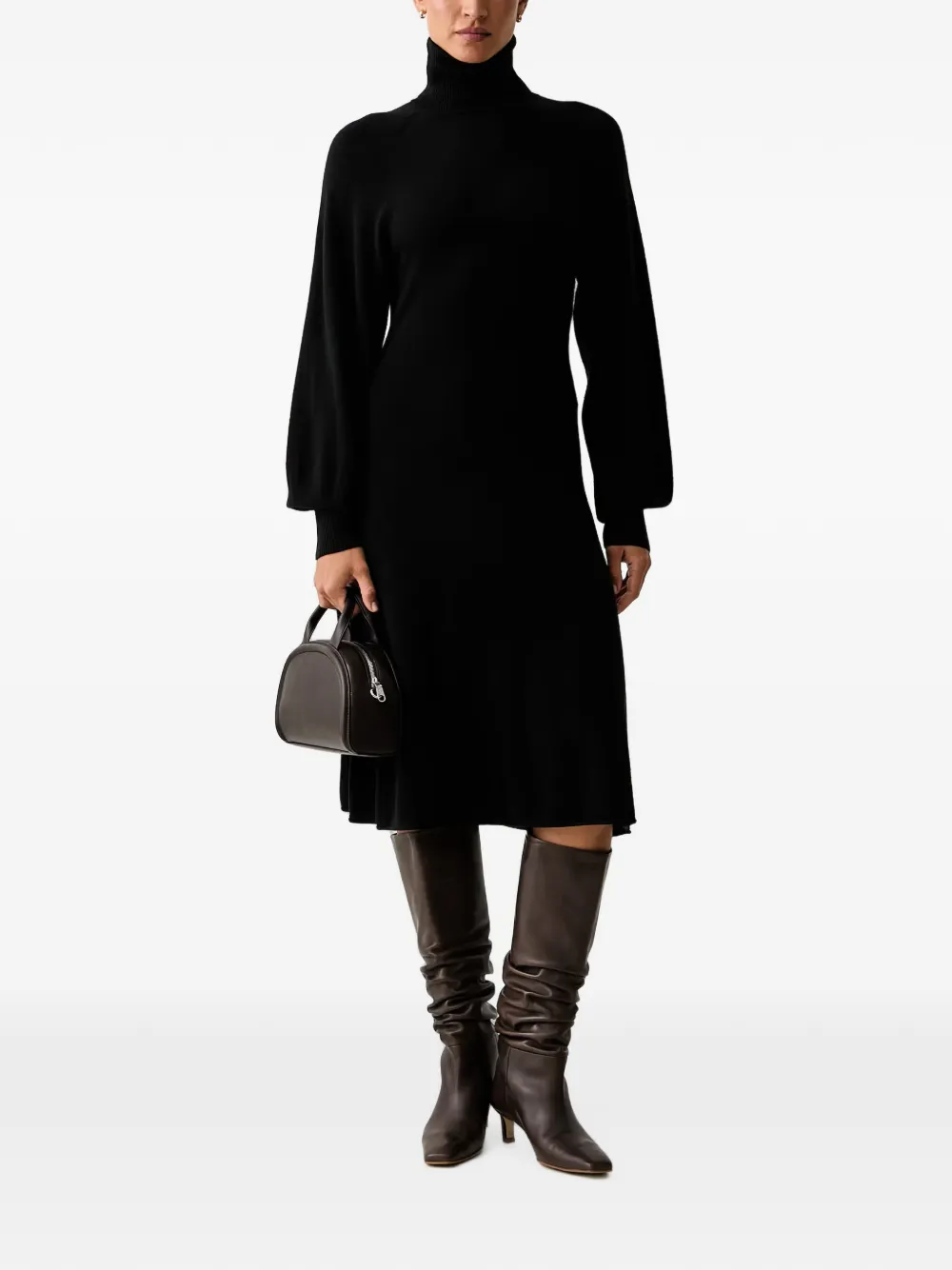 PINKO Midi-jurk van wolblend met col Zwart
