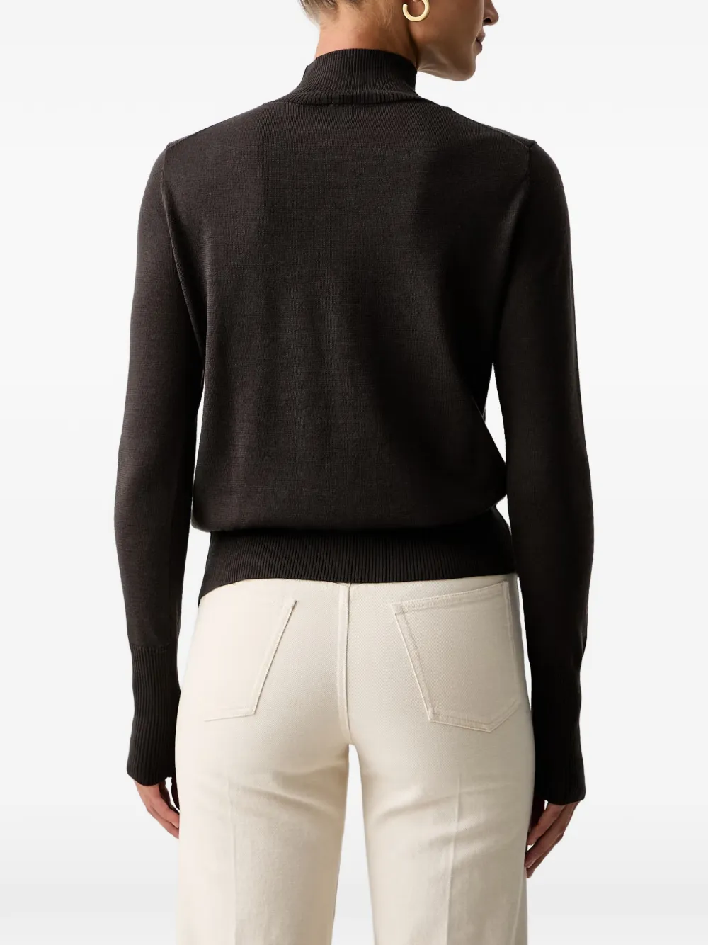 PINKO Love Birds-motif mock-neck sweater Bruin