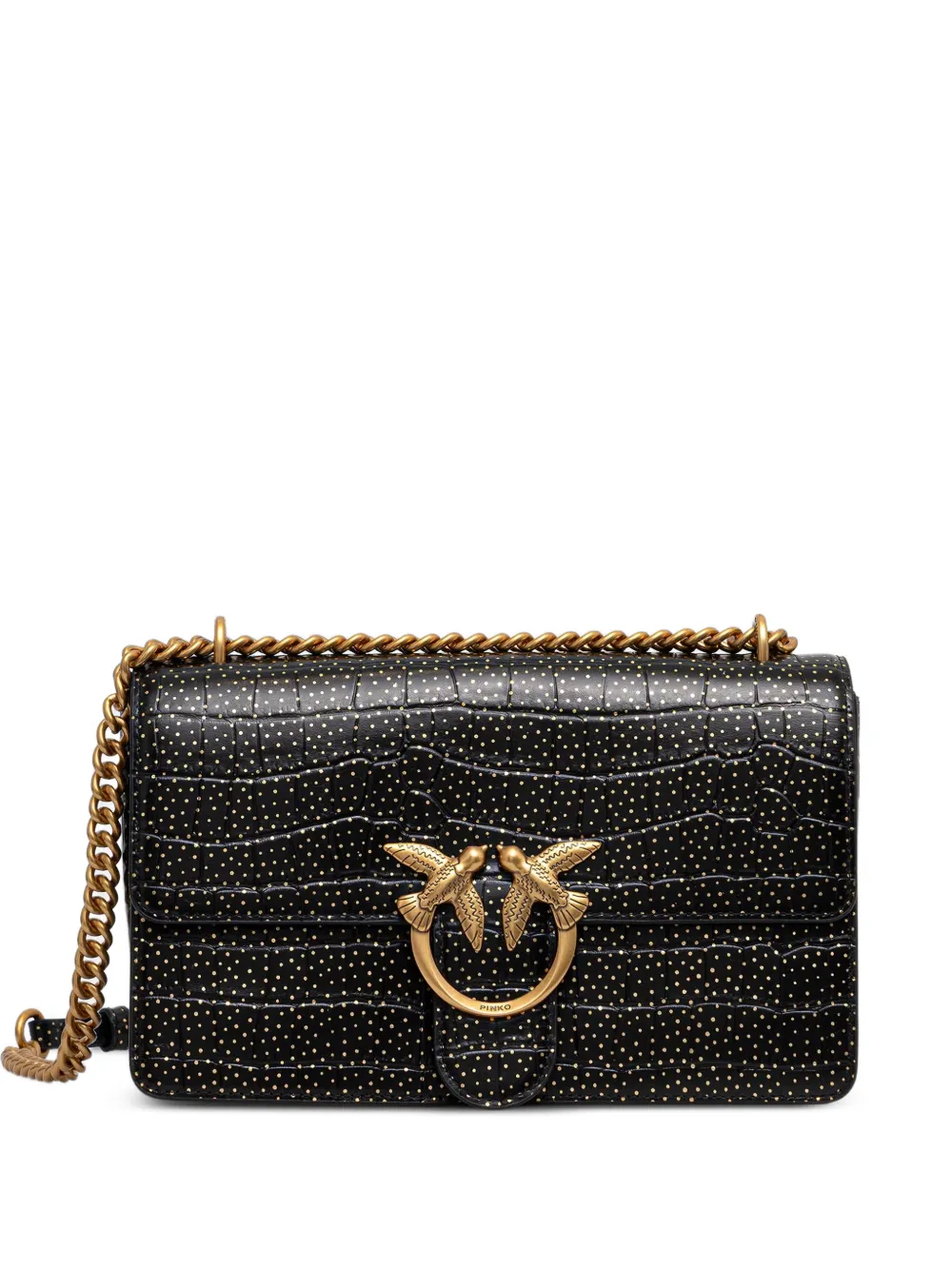 PINKO Love Birds croc-effect shoulder bag - Nero