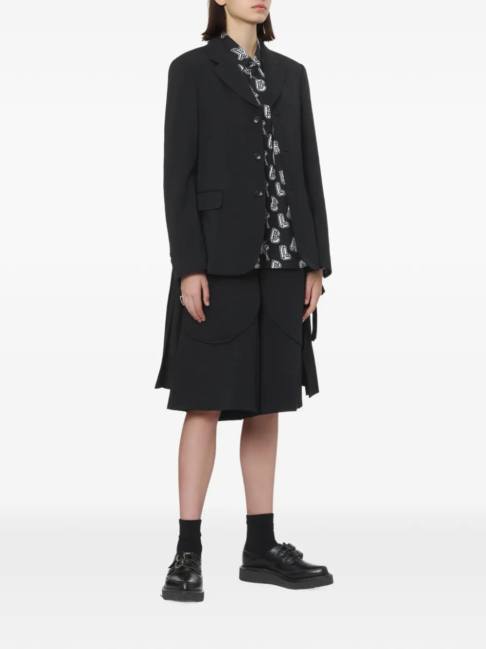 Black Comme Des Garçons Shorts met gebogen overlay Zwart