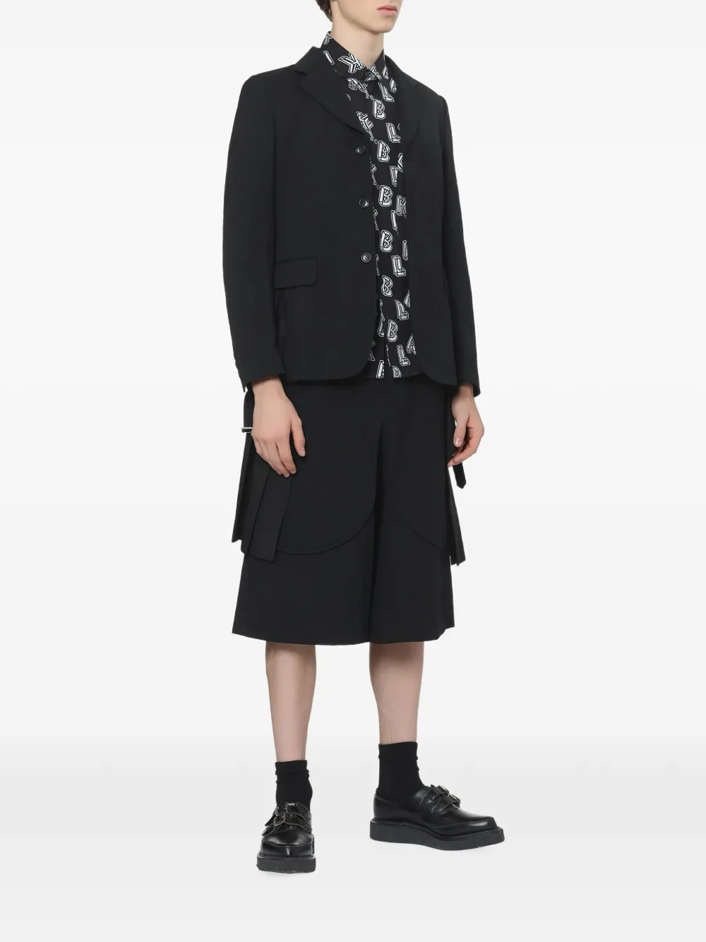 Black Comme Des Garçons Shorts met gebogen overlay Zwart