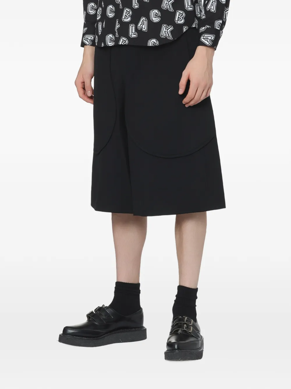 Black Comme Des Garçons Shorts met gebogen overlay Zwart