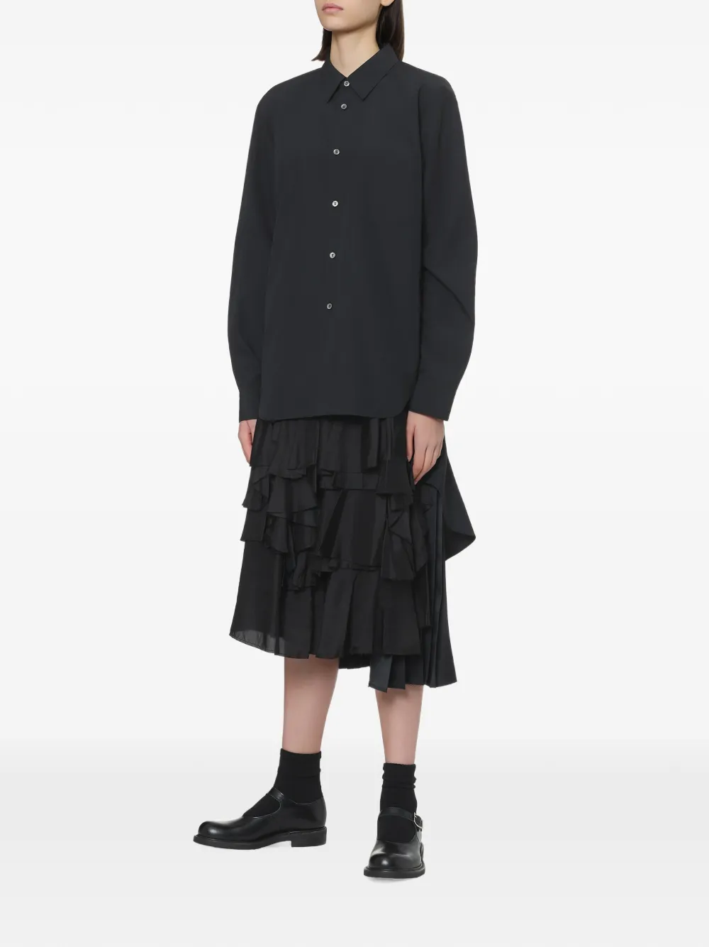 Black Comme Des Garçons ruffled-hem shirt Zwart