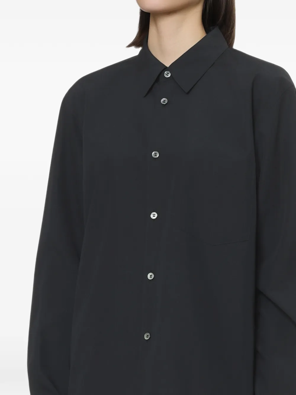 Black Comme Des Garçons ruffled-hem shirt Zwart
