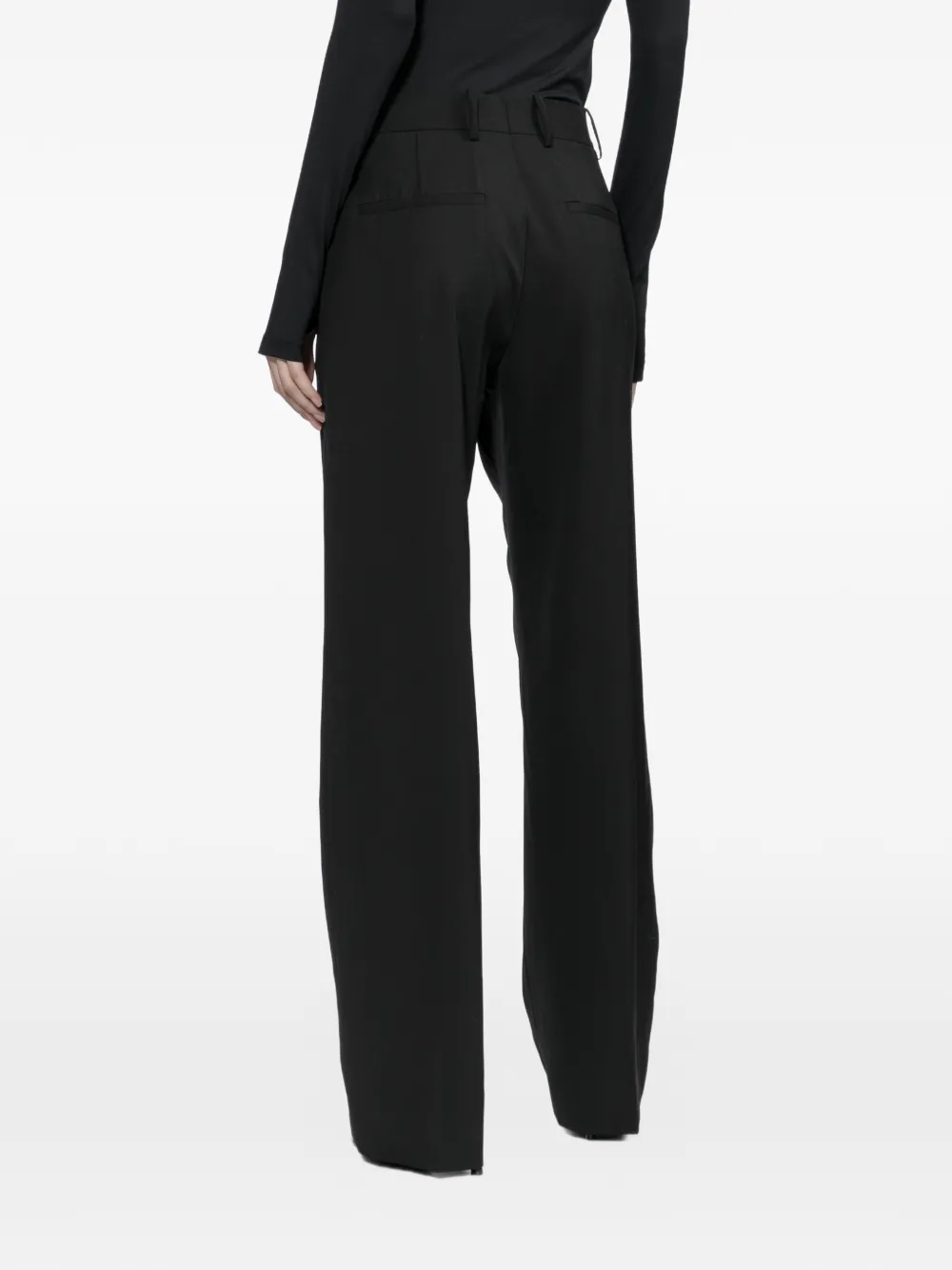 Helmut Lang Leren broek met ceintuur Zwart