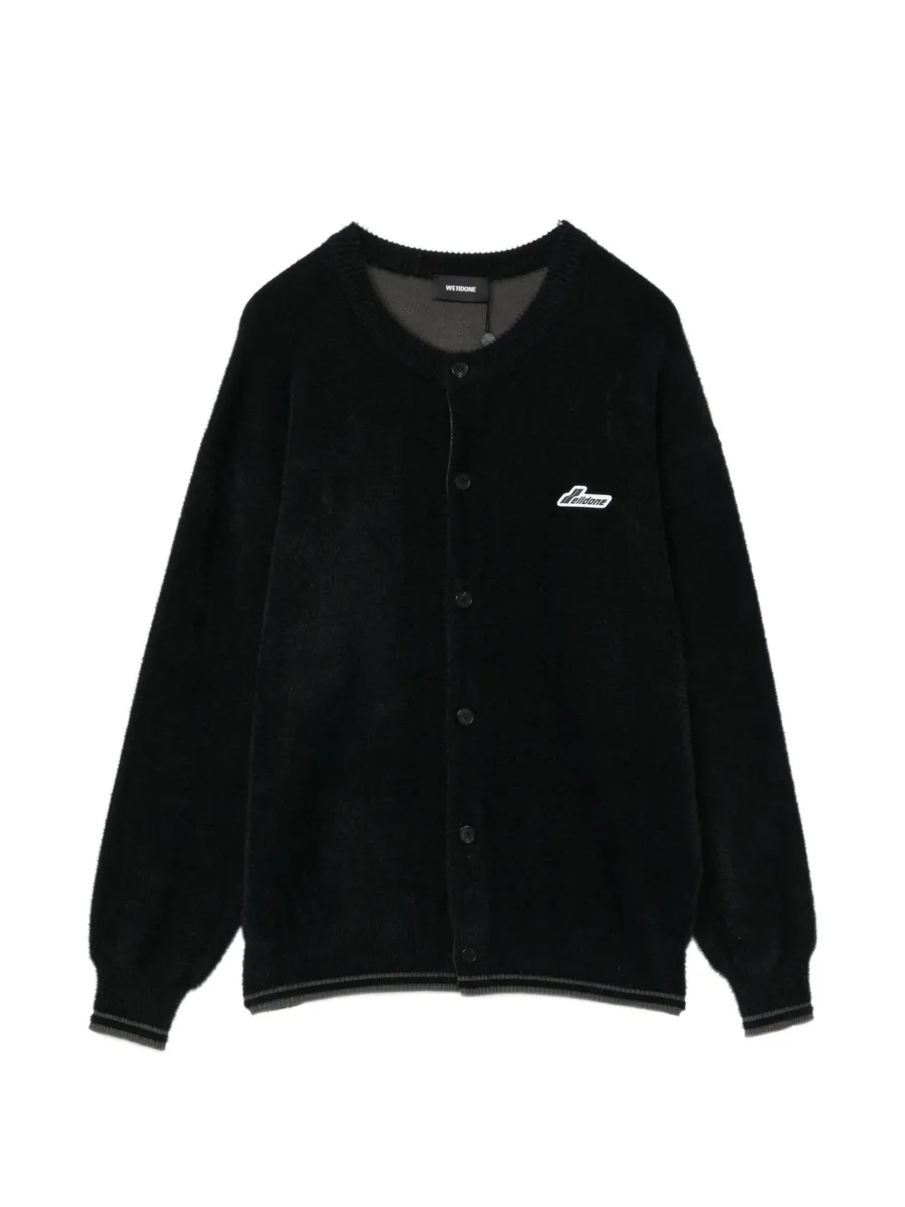 We11done logo-patch cardigan - Black