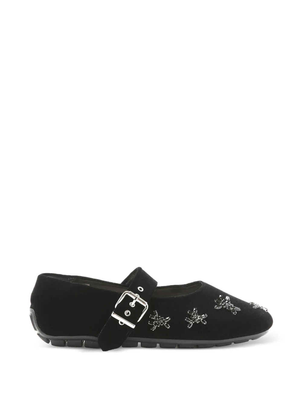 Simone Rocha crystal-embellished buckle-strap ballet flats - Nero