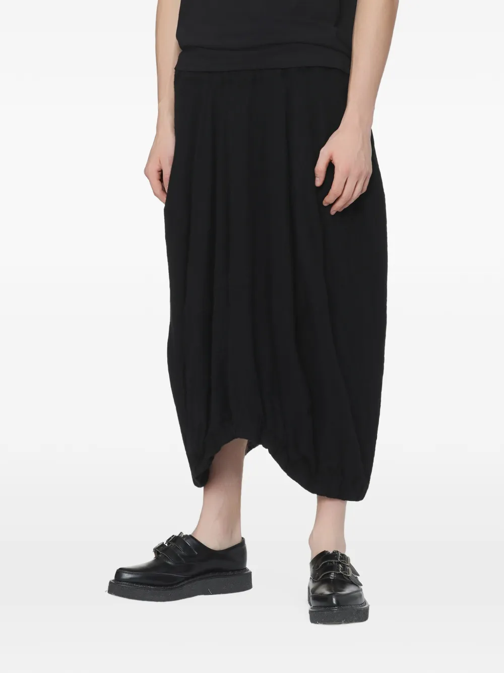 Black Comme Des Garçons balloon-silhouette elasticated-waist midi skirt Zwart
