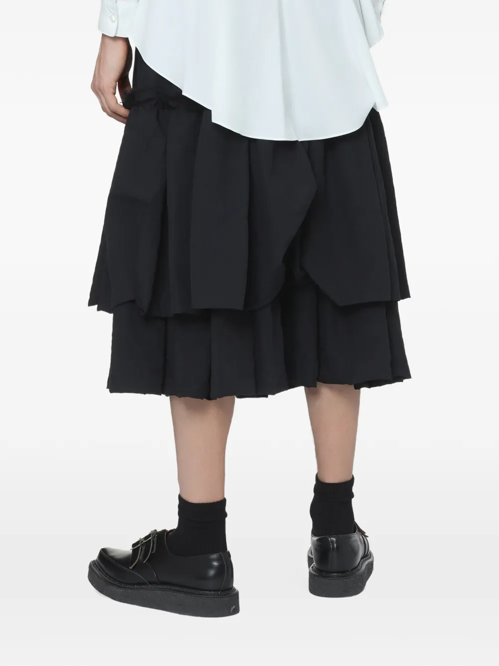 Black Comme Des Garçons Gelaagde midi-rok met ruches Zwart