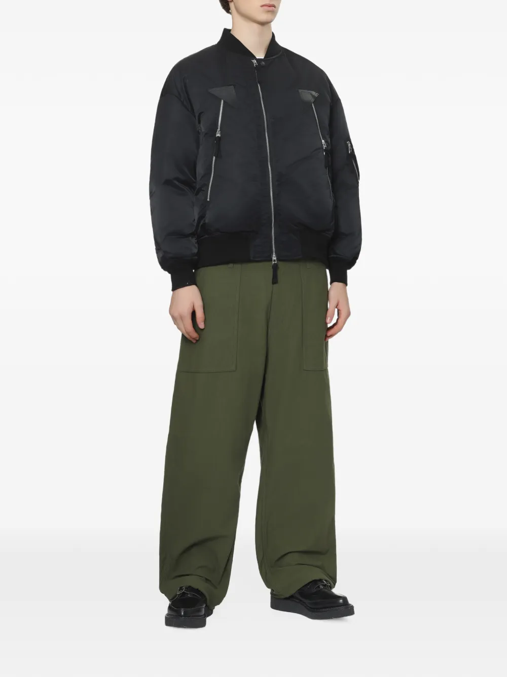 Comme des Garçons Homme Broek met opgestikte zak en riemlussen Groen
