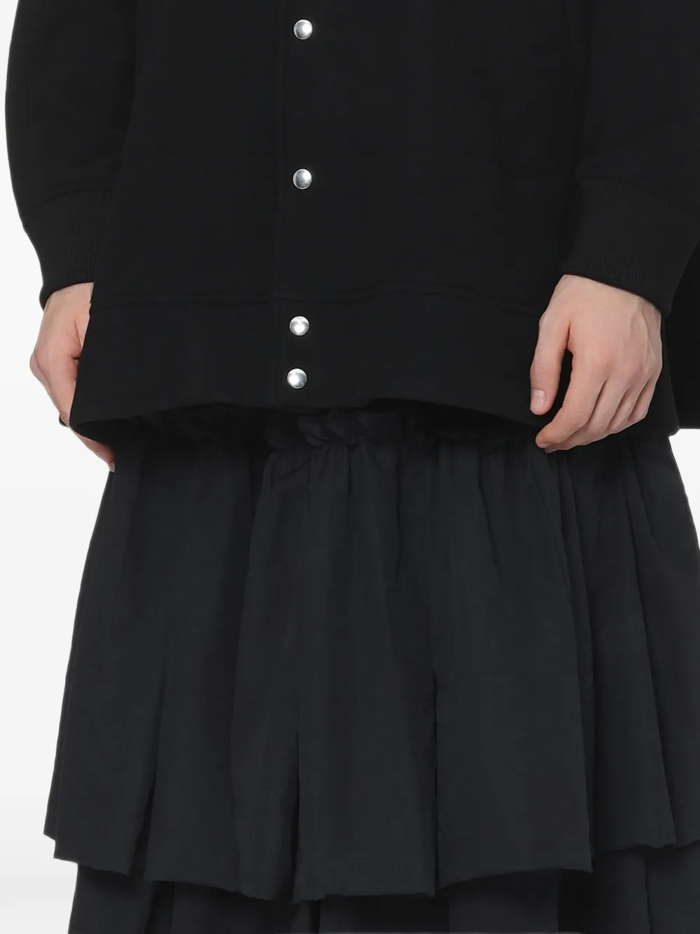 Black Comme Des Garçons Gelaagde midi-rok met ruches Zwart