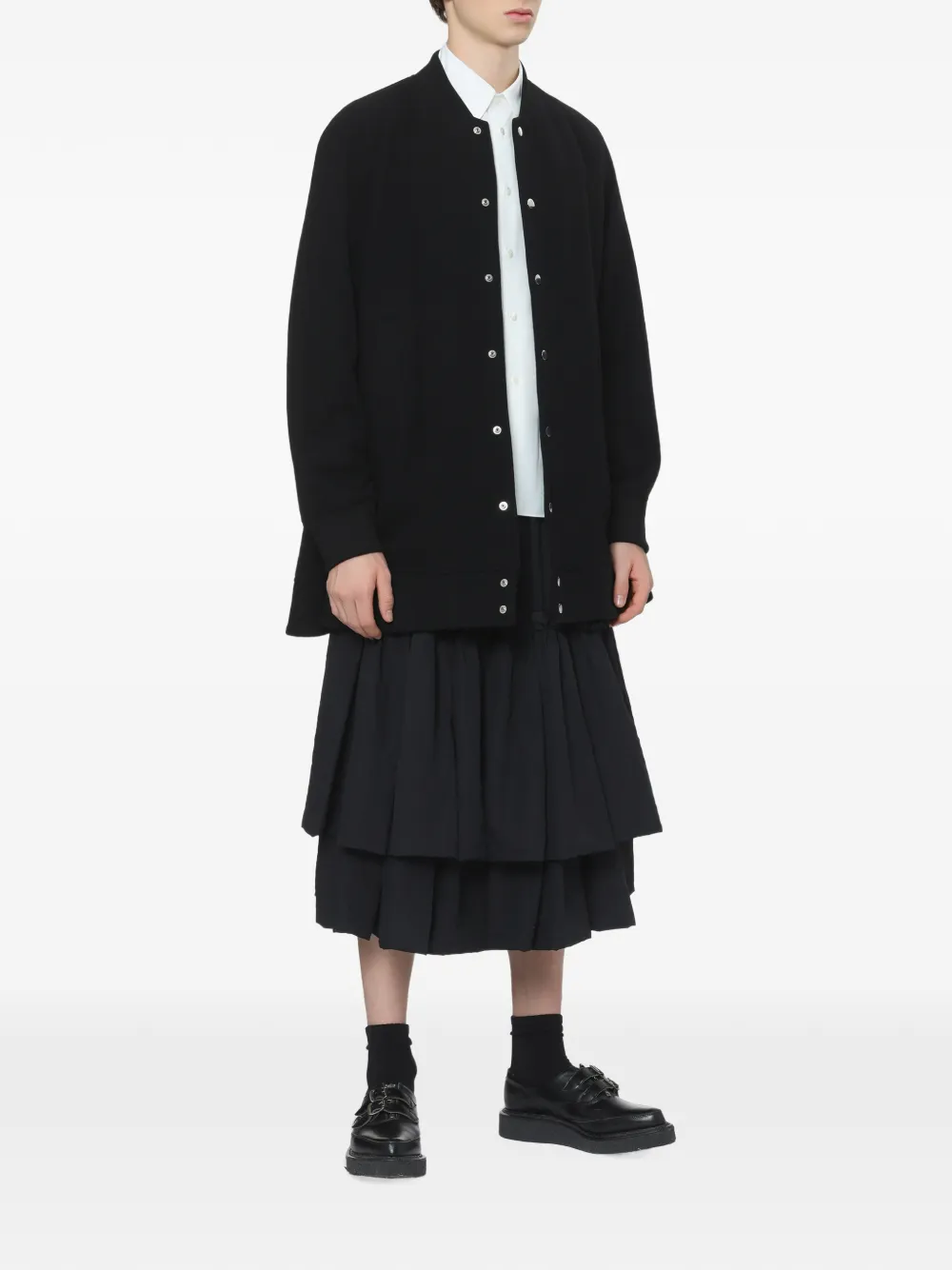 Black Comme Des Garçons Gelaagde midi-rok met ruches Zwart