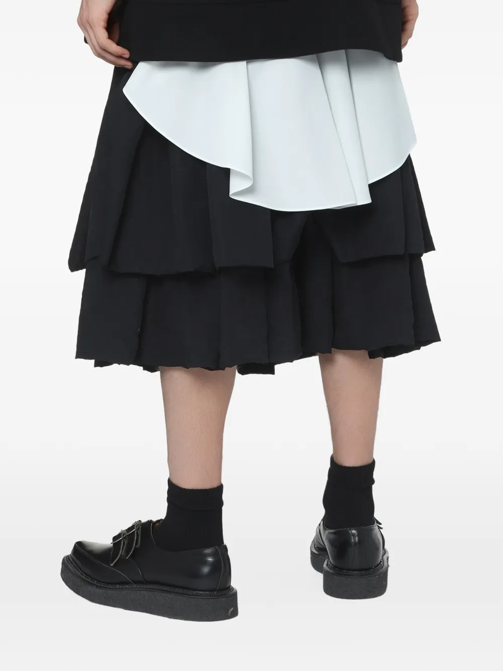 Black Comme Des Garçons Gelaagde midi-rok met ruches Zwart