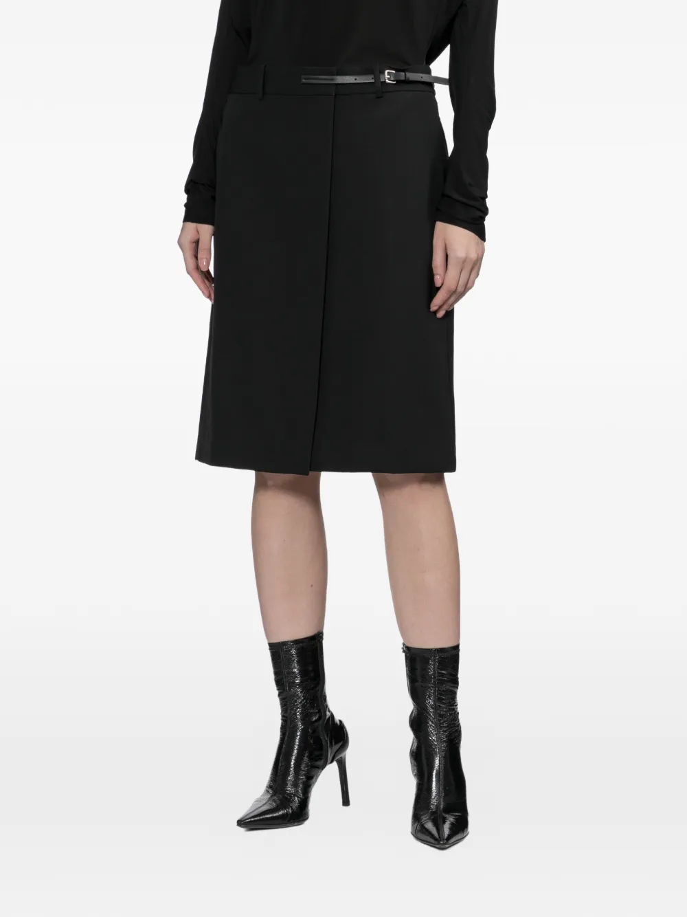 Helmut Lang Wikkelrok met ceintuur Zwart