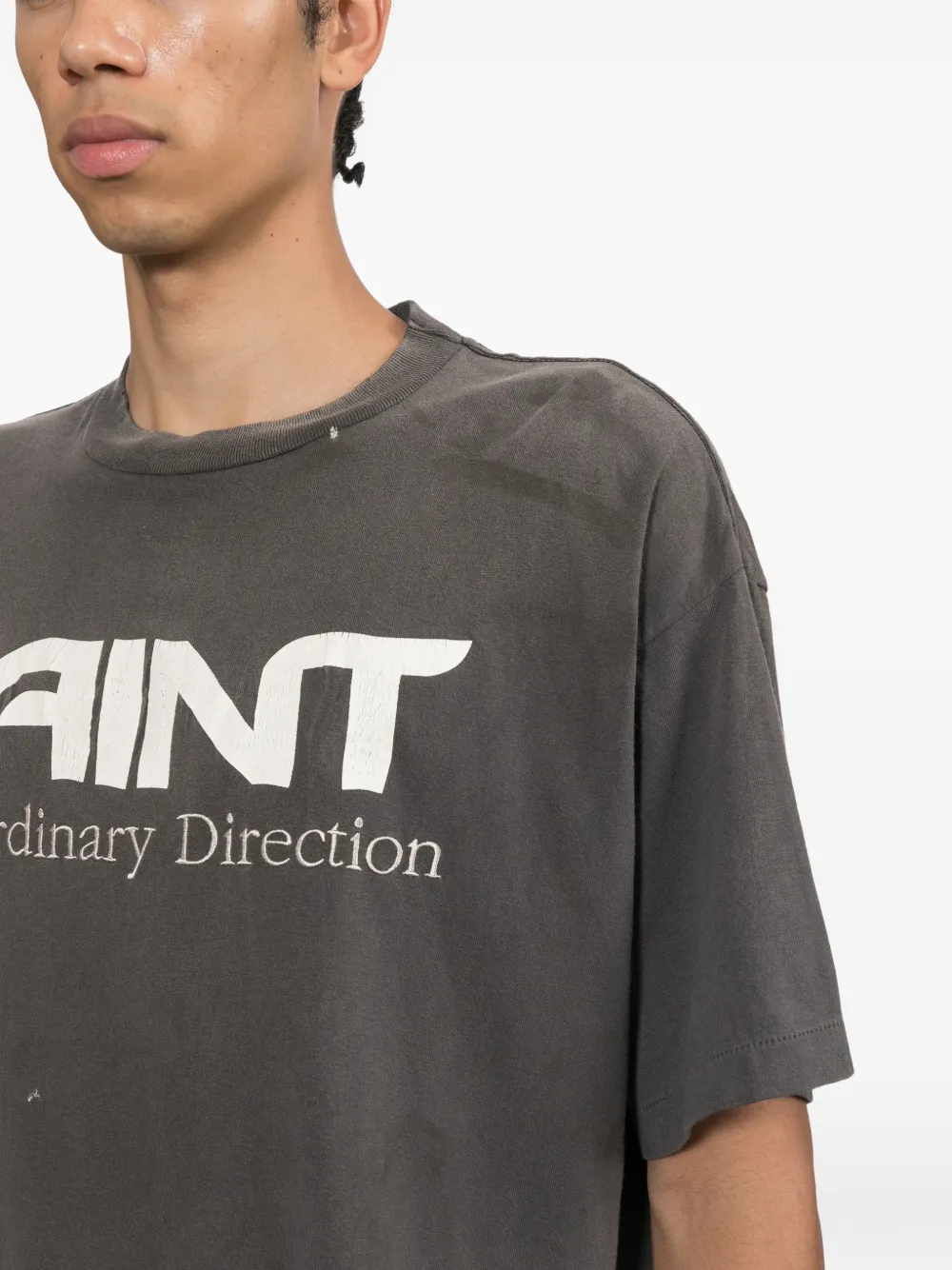 SAINT MXXXXXX Gerafeld T-shirt met logoprint Grijs