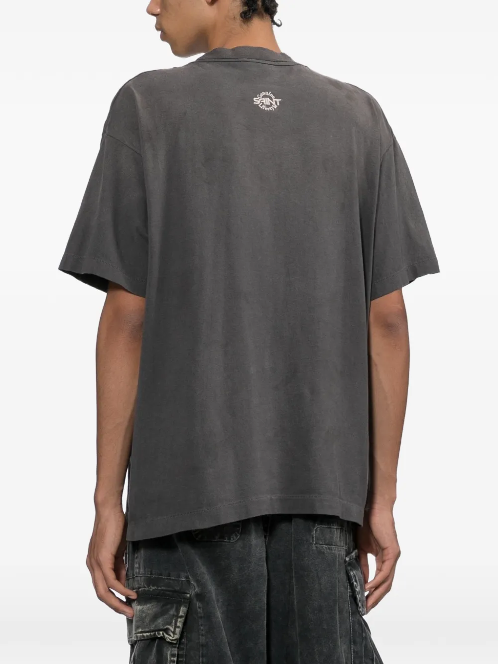 SAINT MXXXXXX Gerafeld T-shirt met logoprint Grijs