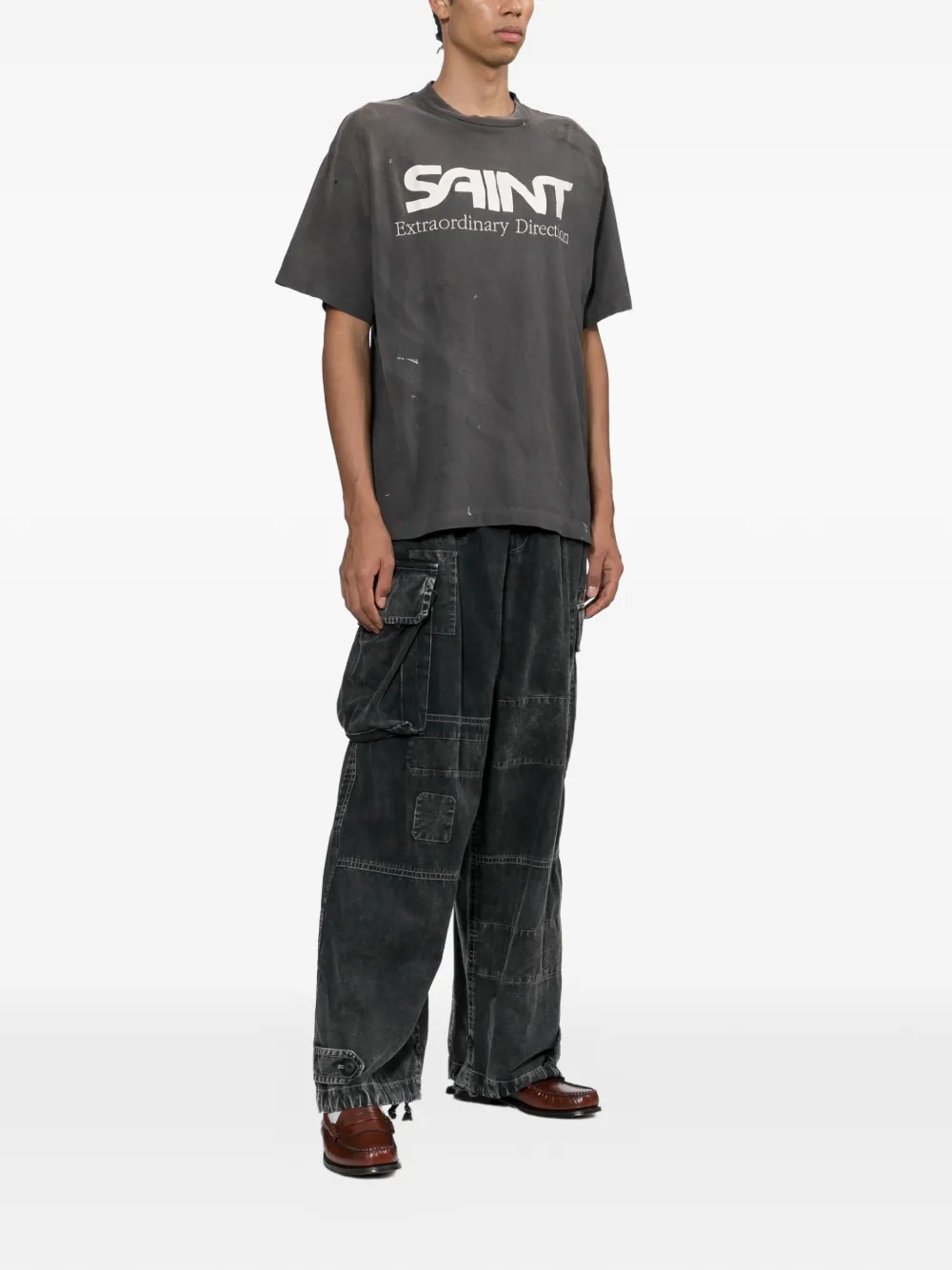 SAINT MXXXXXX Gerafeld T-shirt met logoprint Grijs