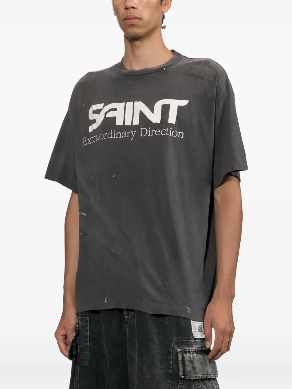 SAINT MXXXXXX Gerafeld T-shirt met logoprint Grijs