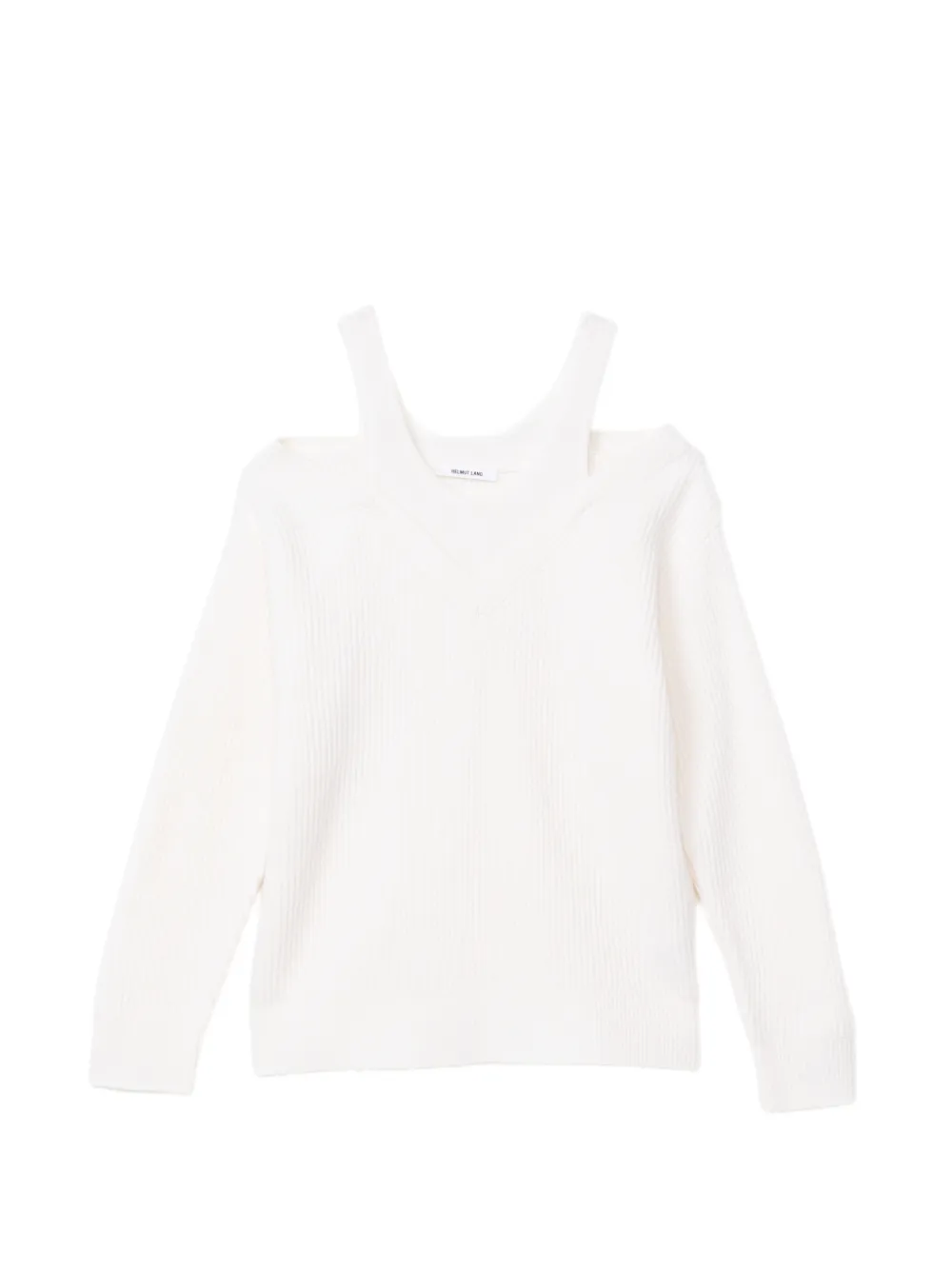 Helmut Lang Cold-shoulder Ribbed Sweater In White