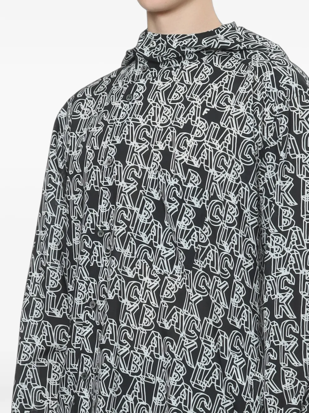 Black Comme Des Garçons logo-print hooded shirt Zwart