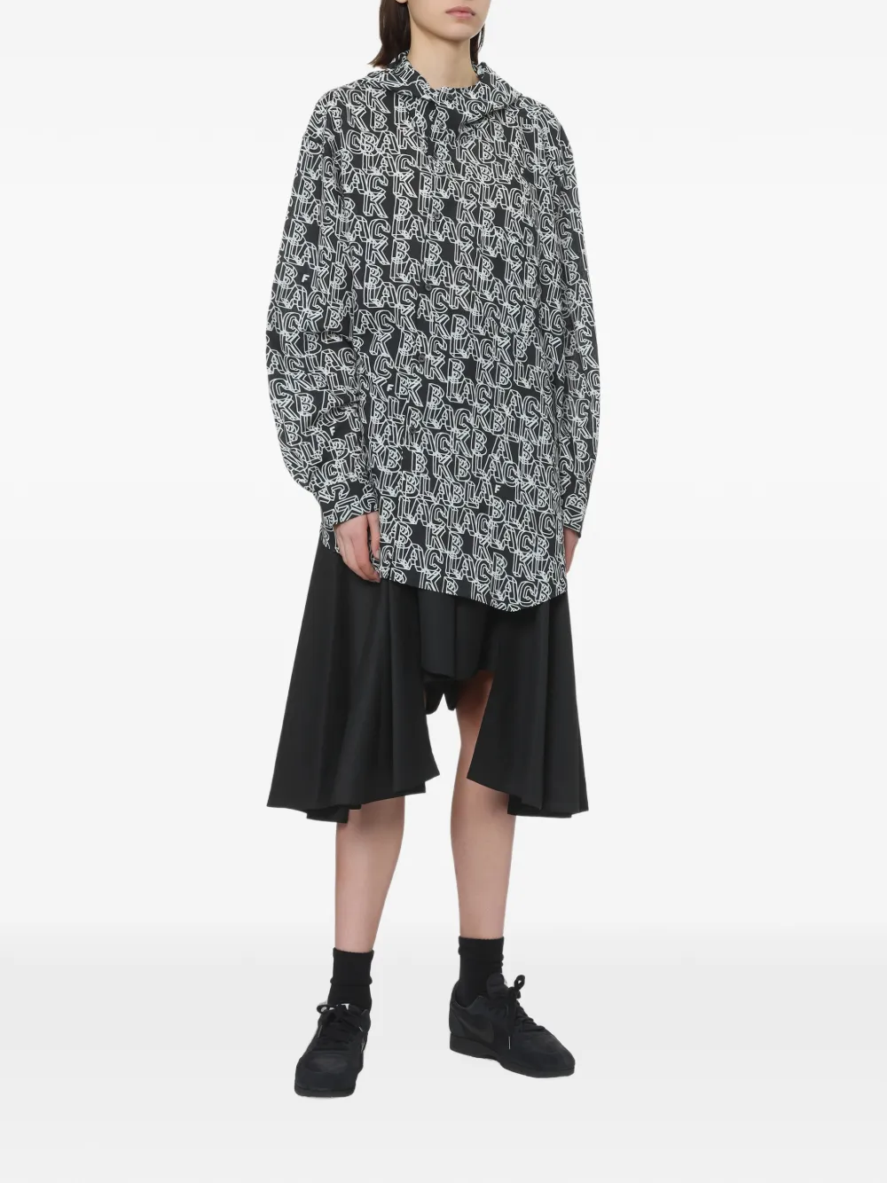 Black Comme Des Garçons logo-print hooded shirt Zwart