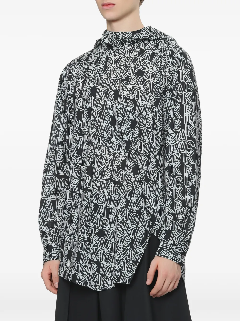 Black Comme Des Garçons logo-print hooded shirt