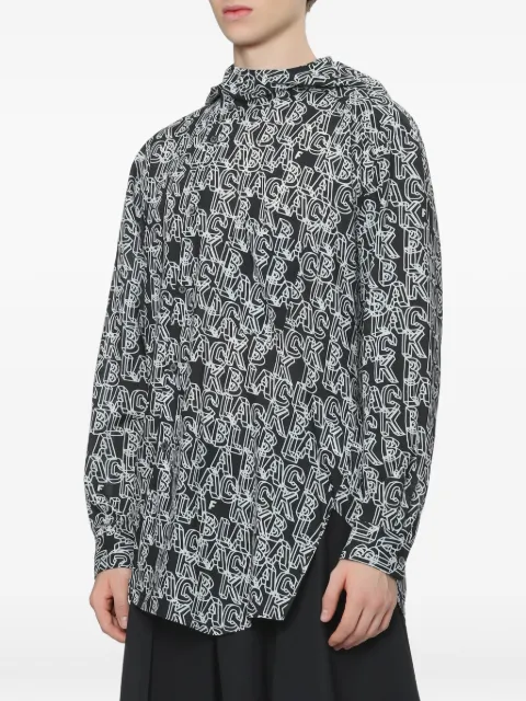 Black Comme Des Garçons logo-print hooded shirt