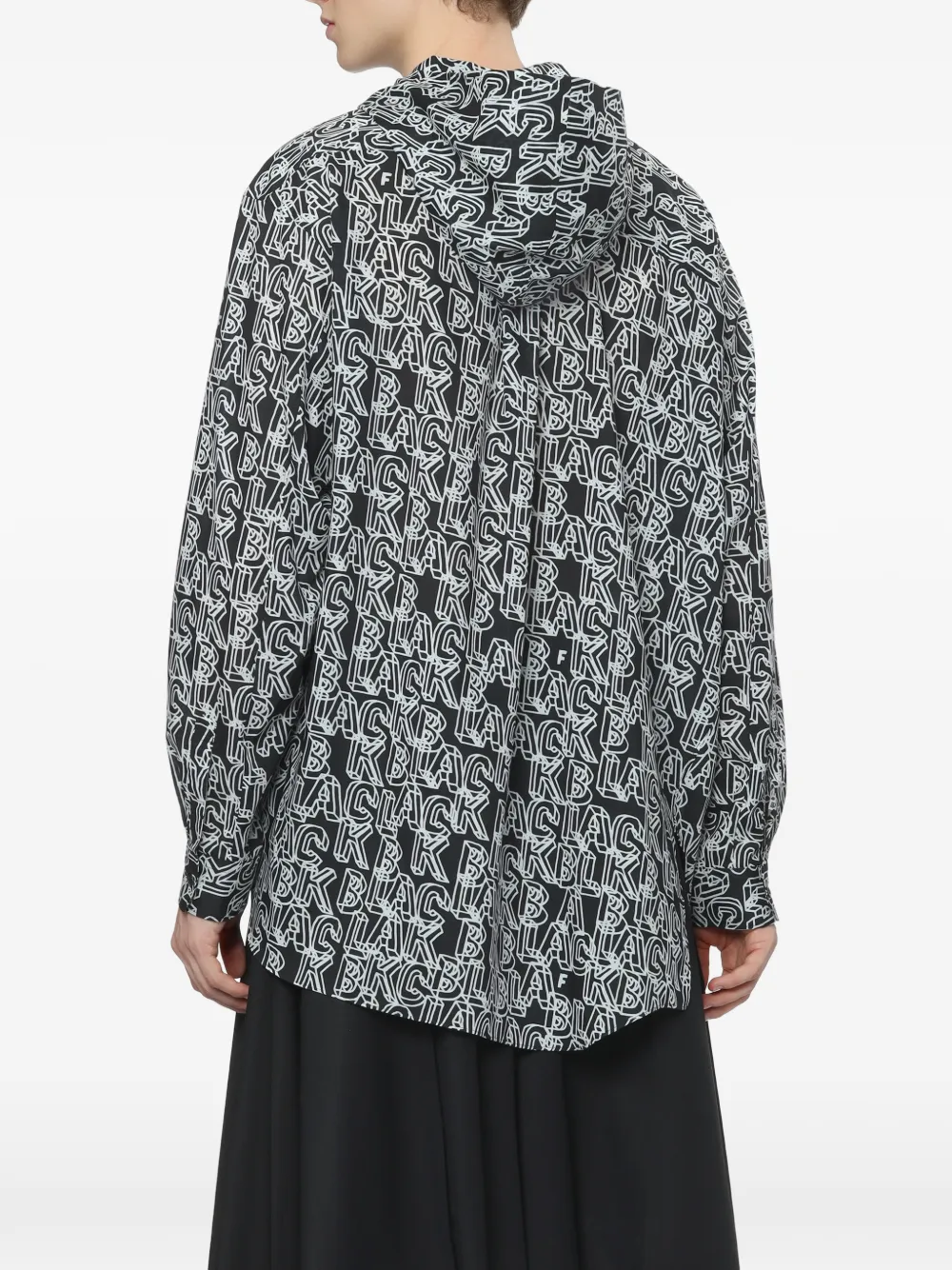 Black Comme Des Garçons logo-print hooded shirt Zwart