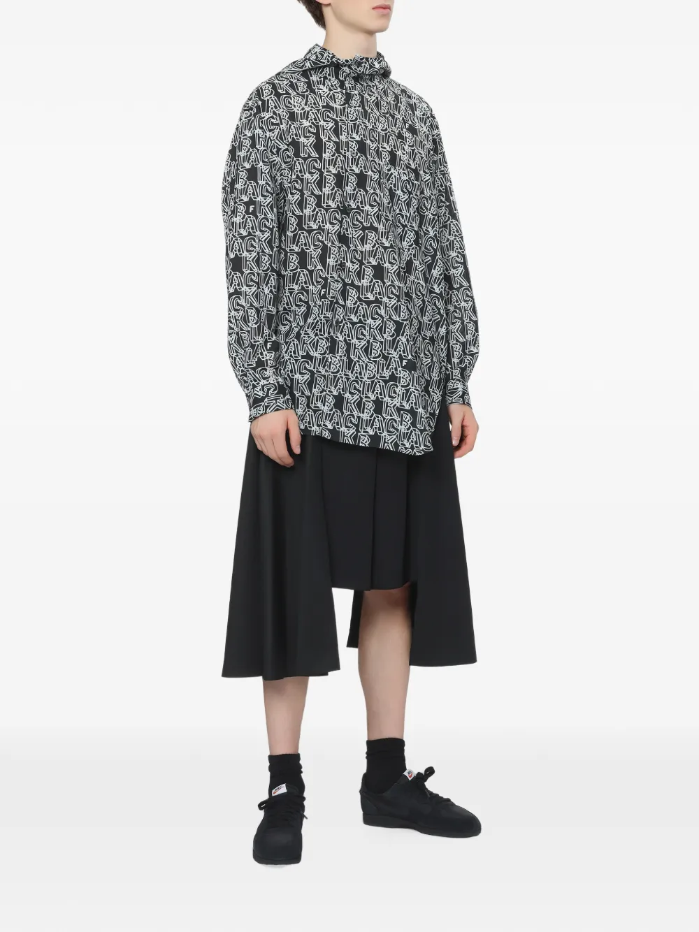 Black Comme Des Garçons logo-print hooded shirt Zwart