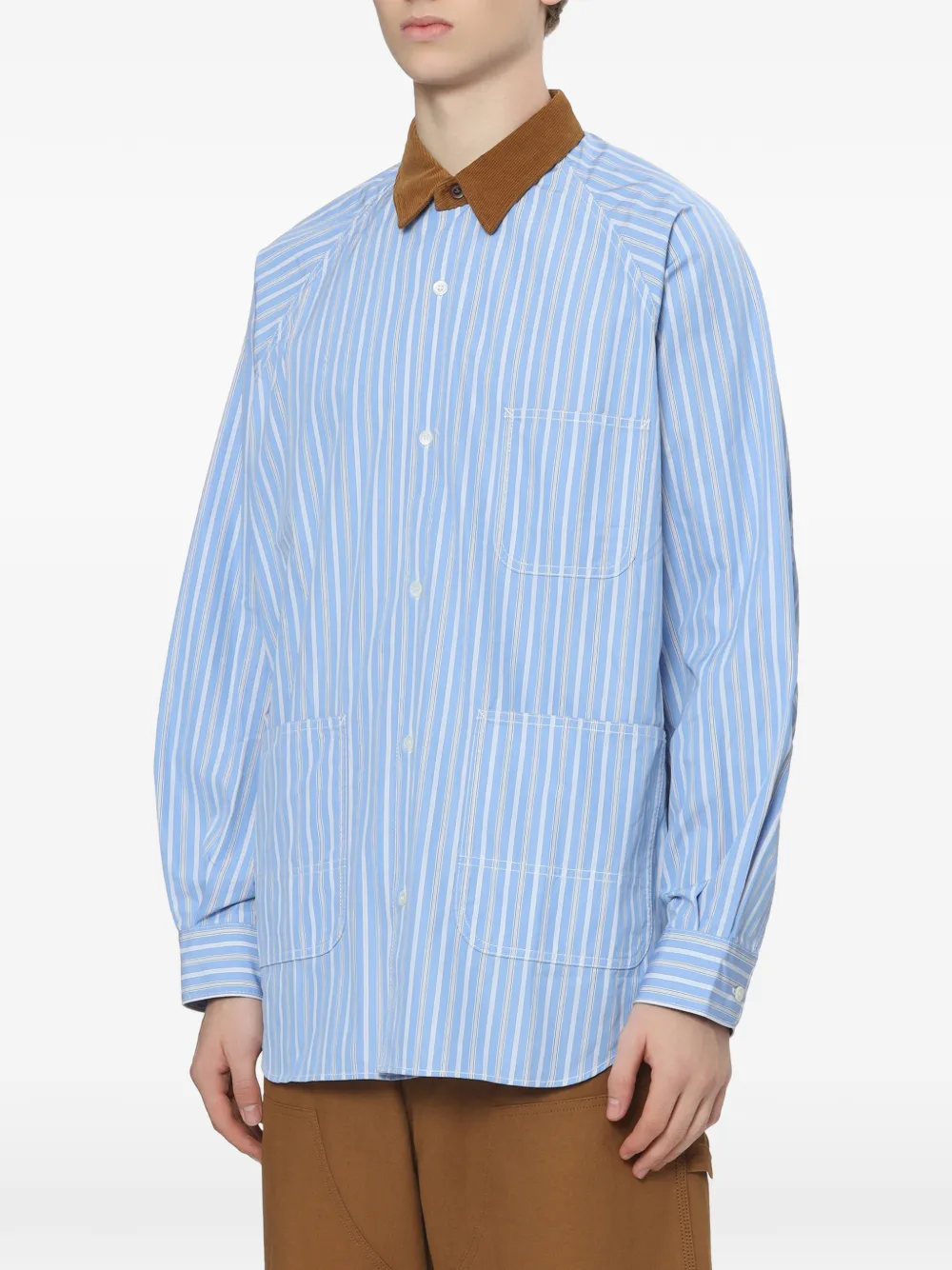 Comme des Garçons Homme Gestreept overhemd Blauw