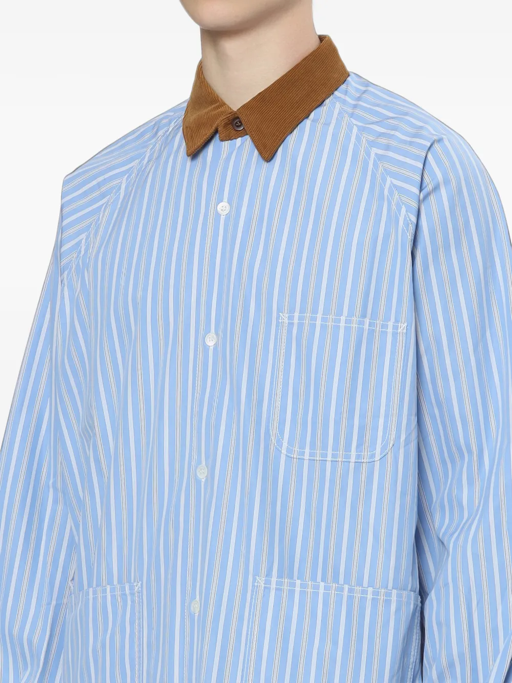 Comme des Garçons Homme Gestreept overhemd Blauw