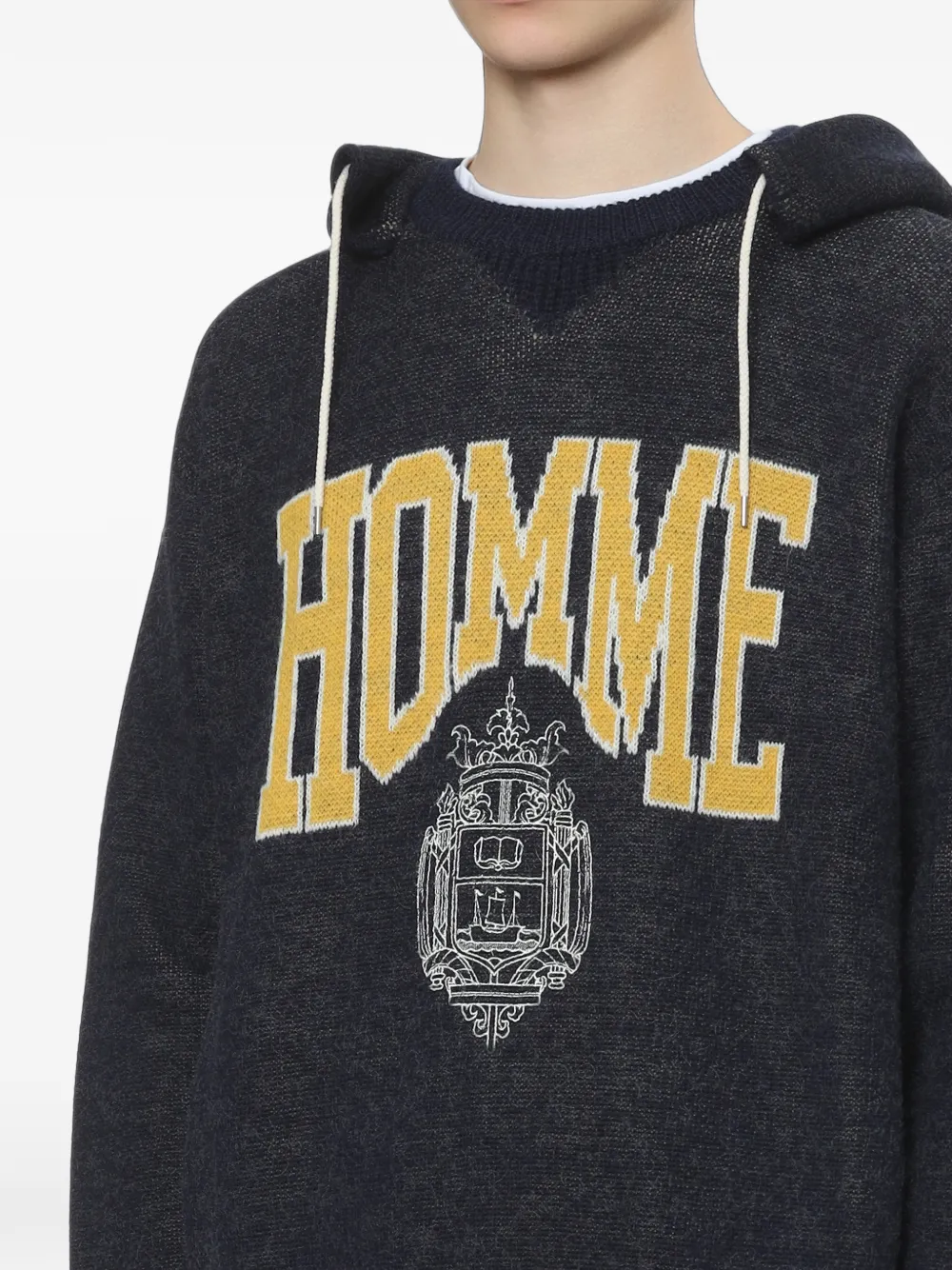 Comme des Garçons Homme Hoodie met lange mouwen en logo-intarsia Blauw