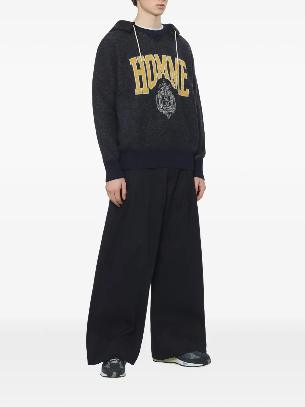 Comme des Garçons Homme Hoodie met lange mouwen en logo-intarsia Blauw