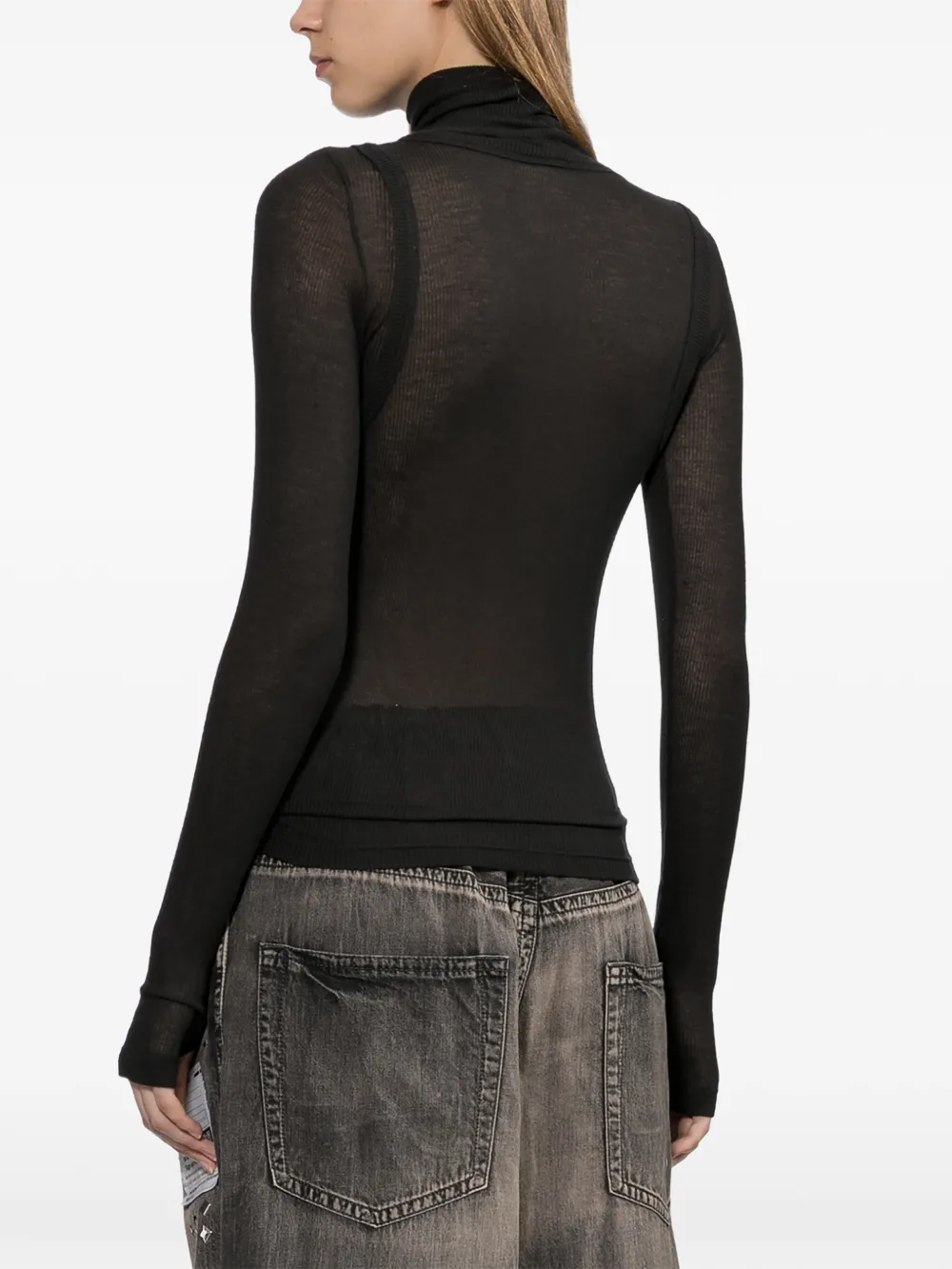 Helmut Lang layered turtleneck top Zwart