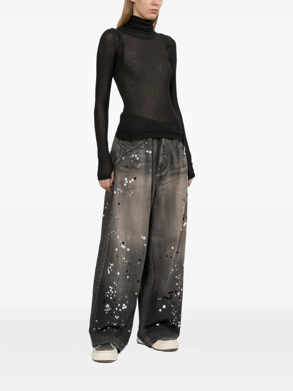Helmut Lang layered turtleneck top Zwart